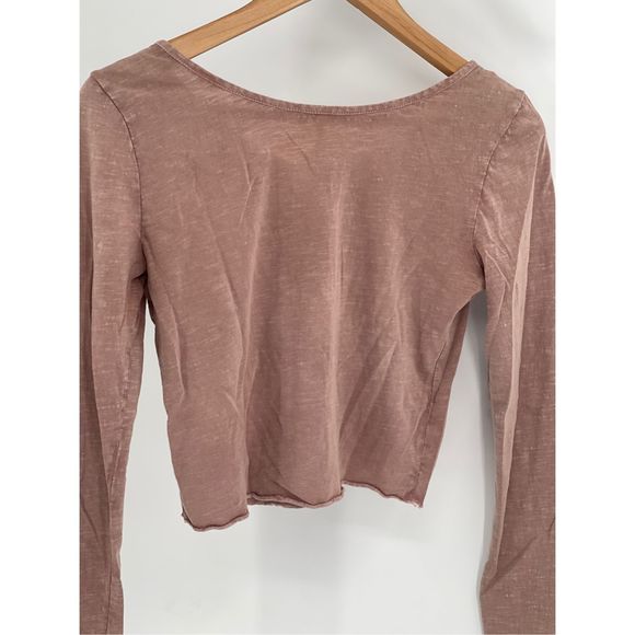 Free People Top Crop Women XS Pink Mauve Embroidered V Neck Bohemian Flutter - Picture 9 of 13